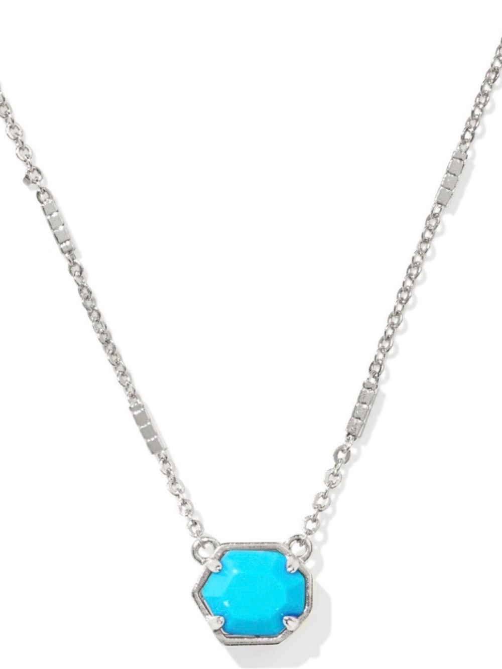 Kendra Scott Mabel Necklace Silver with Turquoise new